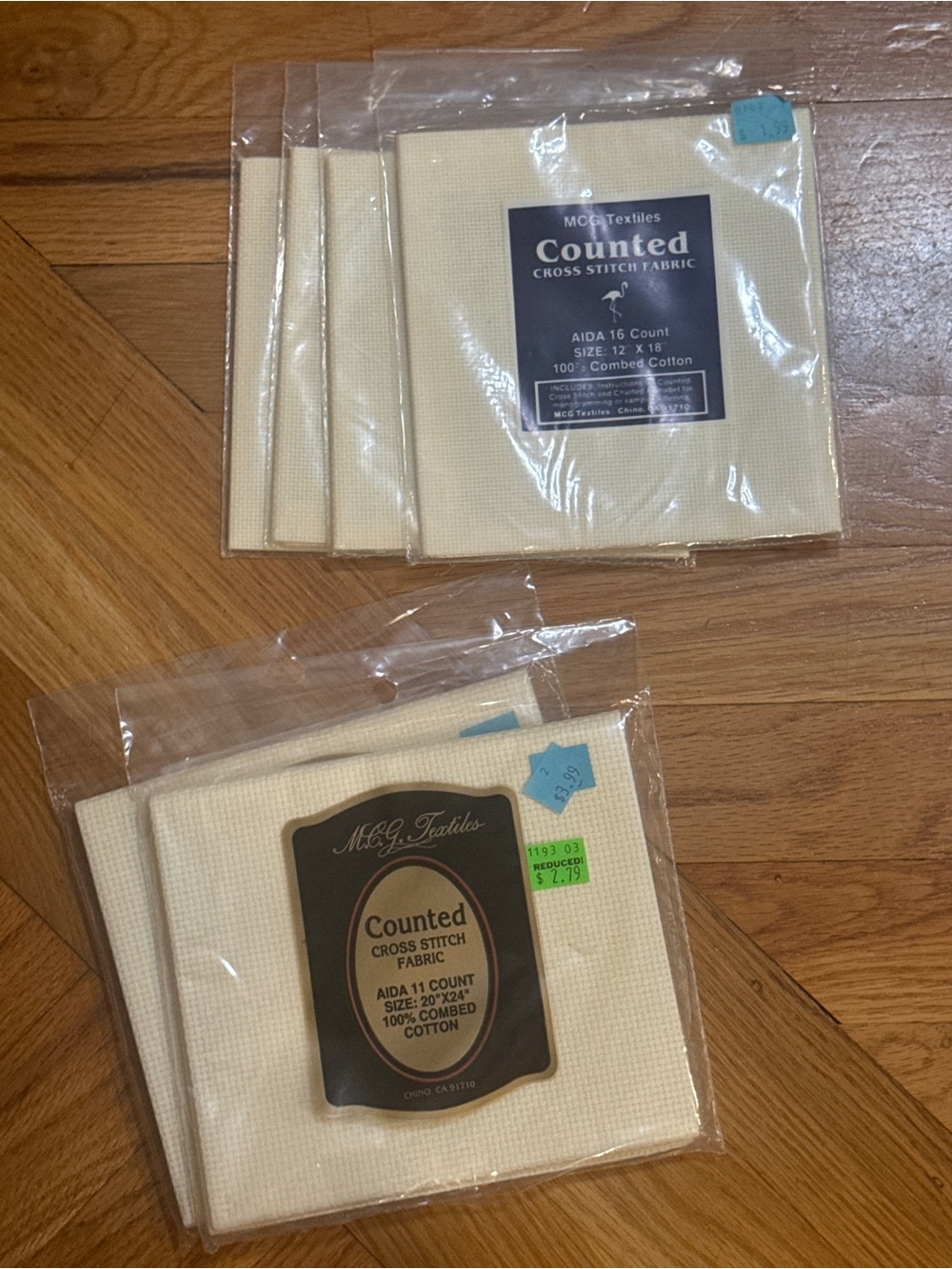 MCG Textiles Counted Cross Stitch Fabric - Cream Aida Squares